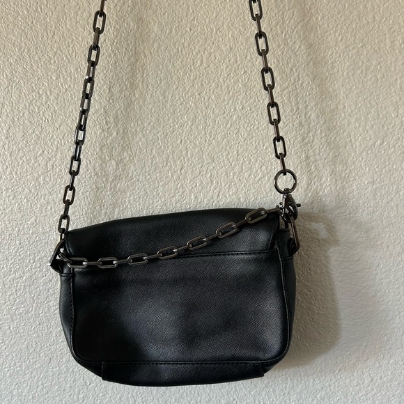 Tory Burch Black Leather Chain Strap Emerson Saffiano Crossbody Bag - Picture 5 of 9